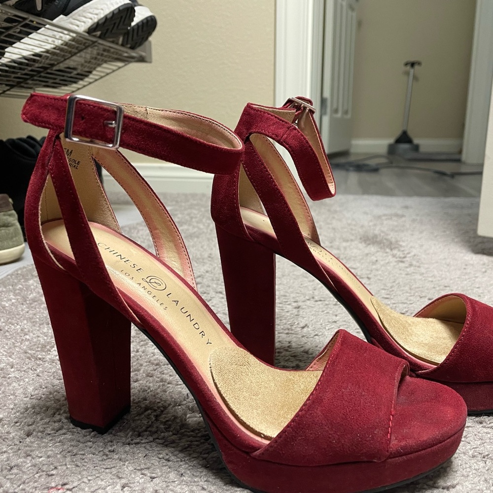 Chinese Laundry Deep Red Platform Heels